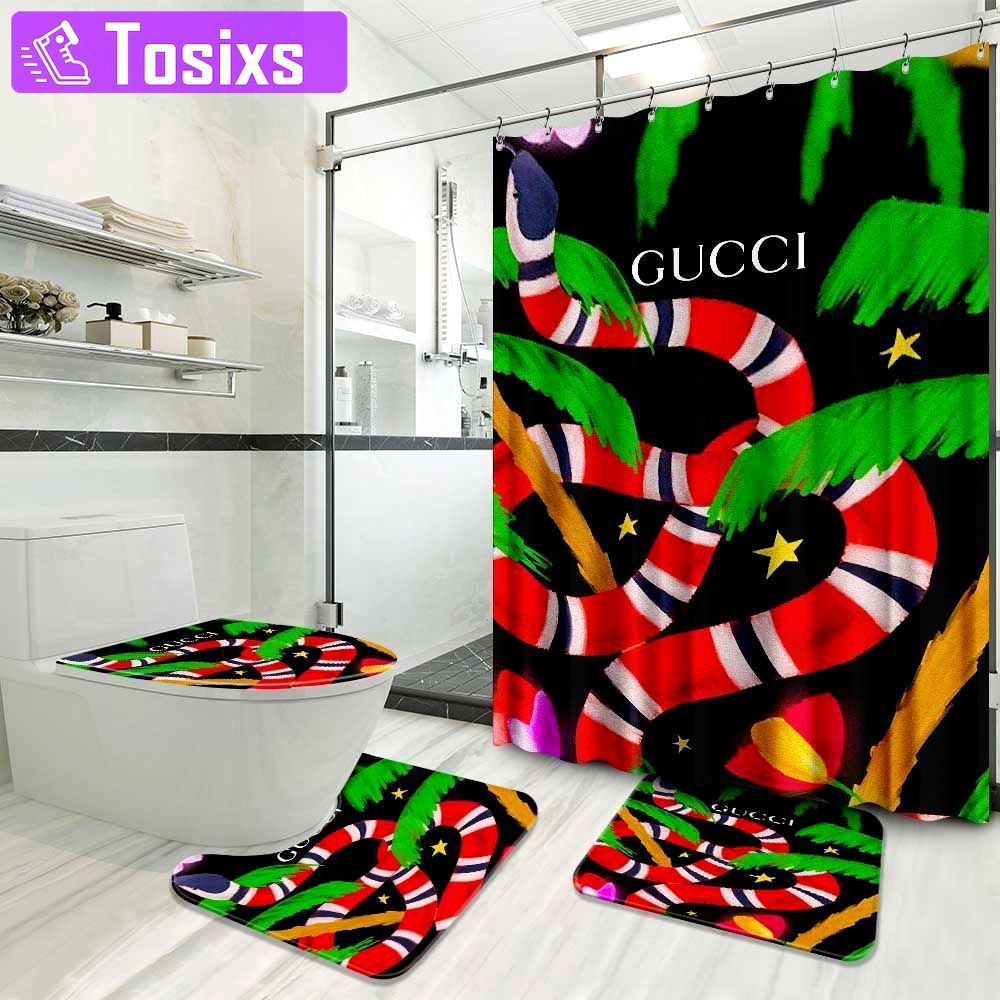 Gucci big snake bathroom set bath mat luxury fashion brand hypebeast home decor Bathroom Set