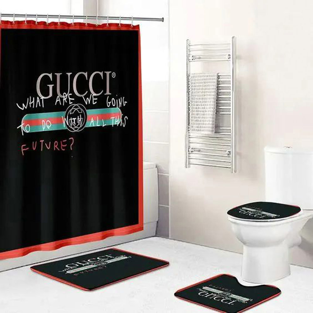 Gucci black luxury fashion brand bathroom sets bath mat home decor hypebeast Bathroom Set