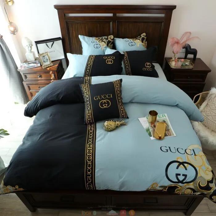 Gucci blue logo type 730 Bedding Sets luxury ideas duvet bed linen bedclothes premium fashion brand covers blankets bedspread home decor sheets hyperbeast Bedroom