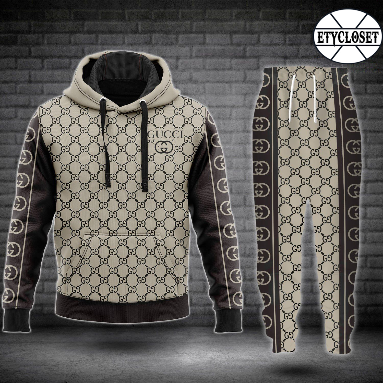 Gucci brown hoodie sweatpants pants hot 2023 luxury brand clothing clothes outfit for men 40 Hoodie Long Pants 3D Set