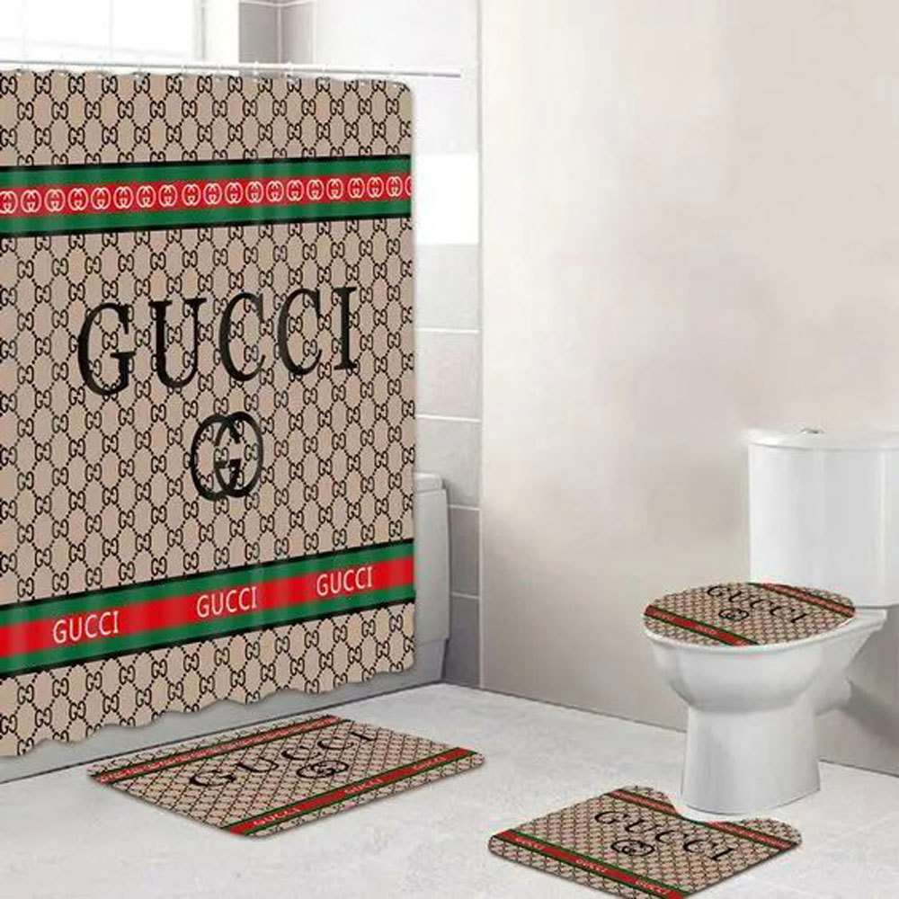 Gucci brown luxury fashion brand bath mat hypebeast home decor bathroom sets Bathroom Set