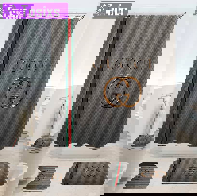 Gucci grey bathroom sets bath mat luxury fashion brand hypebeast home decor Bathroom Set