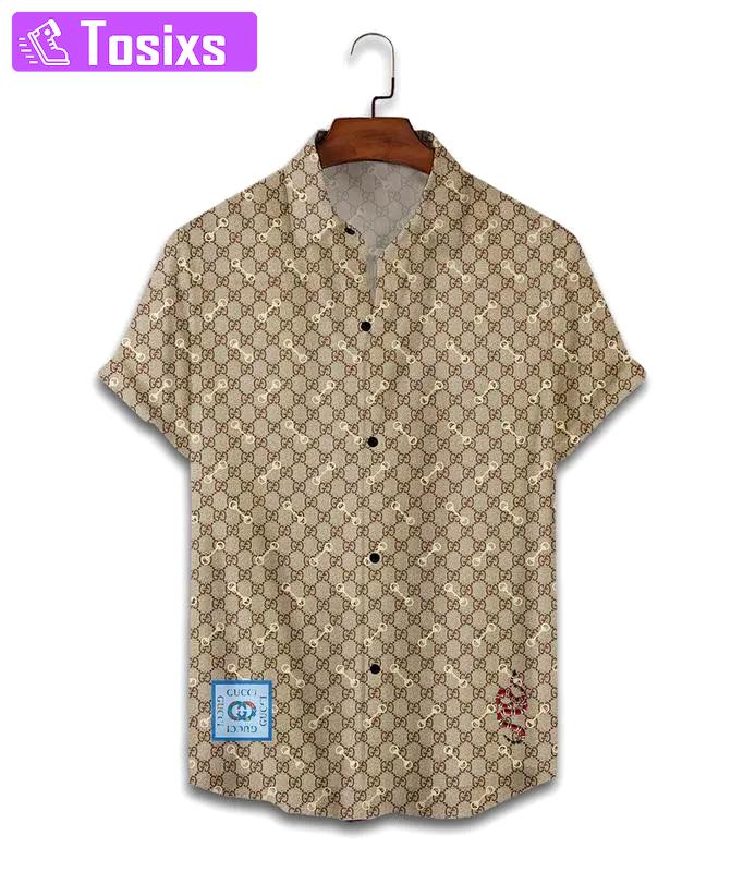 Gucci logo cream luxury brand fashion hawaii shirt for men 5 Hawaii Shirt