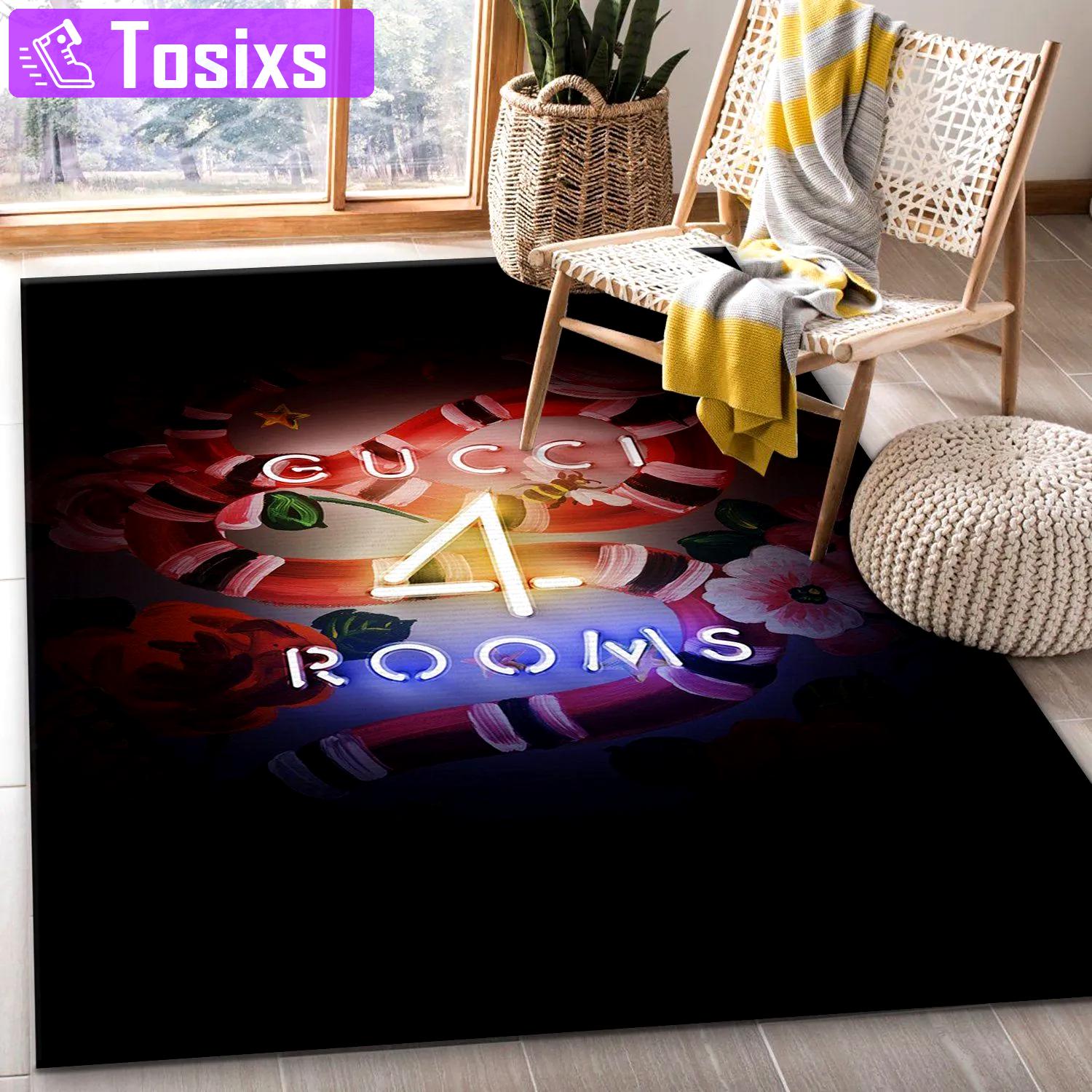 Gucci logo type 757. Upgrade Your Living Room with Luxury Home Decor: Area Carpets, Floor Decor, Door Mats, and Hot Gift Items with style a High-End Fashion Brand Rectangle Rug
