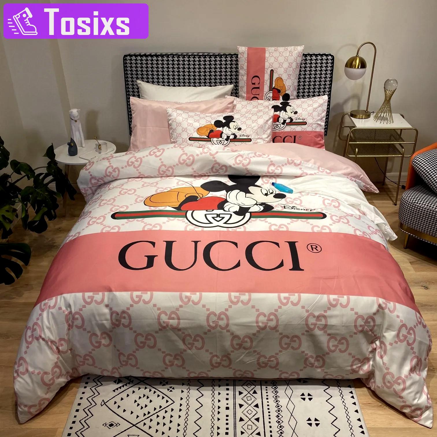 Gucci mickey luxury brand bedding sets bedspread duvet cover set, bedroom decor , thanksgiving decorations for home Bedding Sets