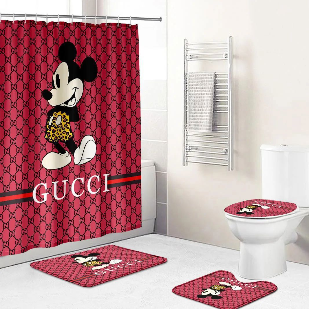 Gucci mickey mouse disney home decor hypebeast bathroom sets bath mat luxury fashion brand Bathroom Set