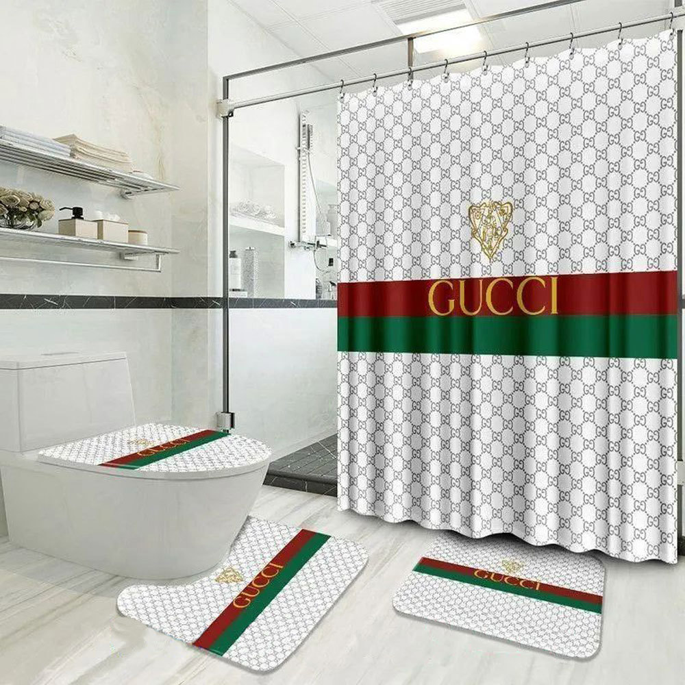 Gucci monogram bathroom sets luxury fashion brand bath mat home decor hypebeast Bathroom Set