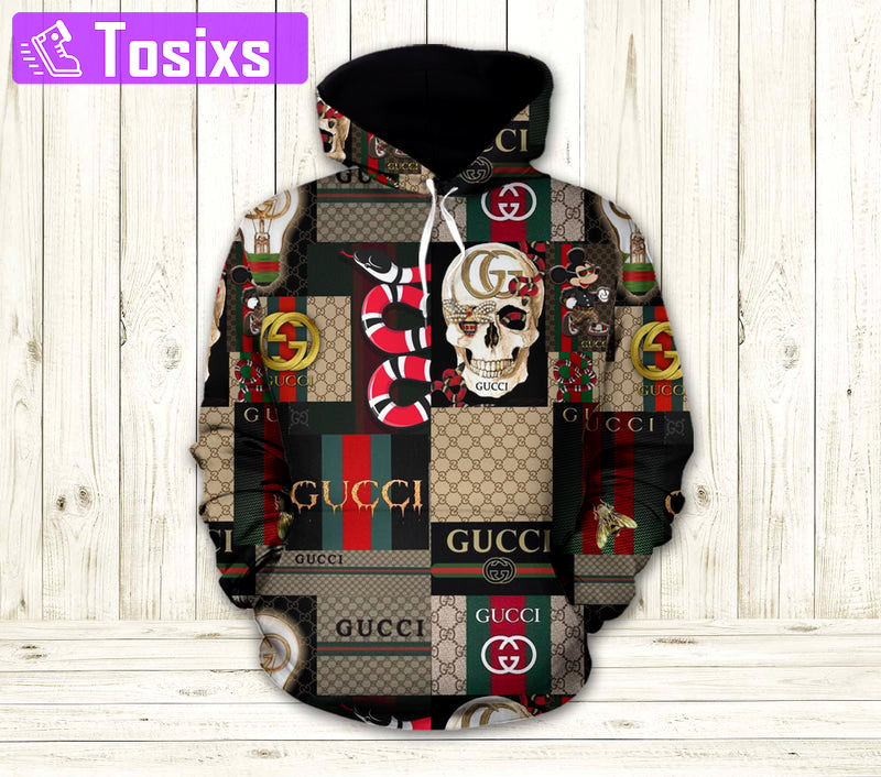 Gucci skull unisex hoodie for men women luxury brand outfit Hoodie 3D