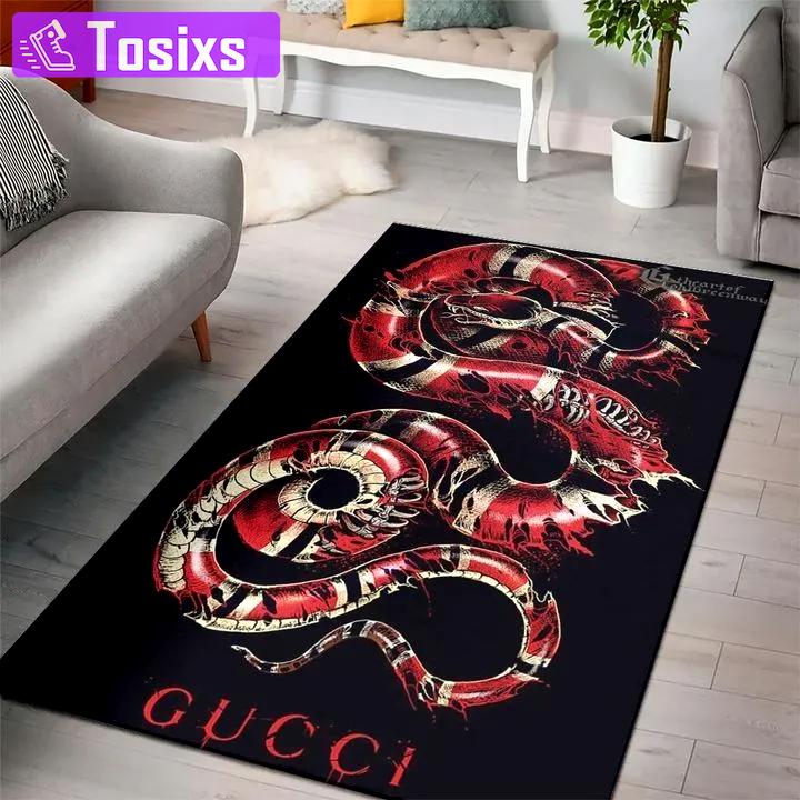 Gucci snake black logo type 939. Upgrade Your Living Room with Luxury Home Decor: Area Carpets, Floor Decor, Door Mats, and Hot Gift Items with style a High-End Fashion Brand Rectangle Rug
