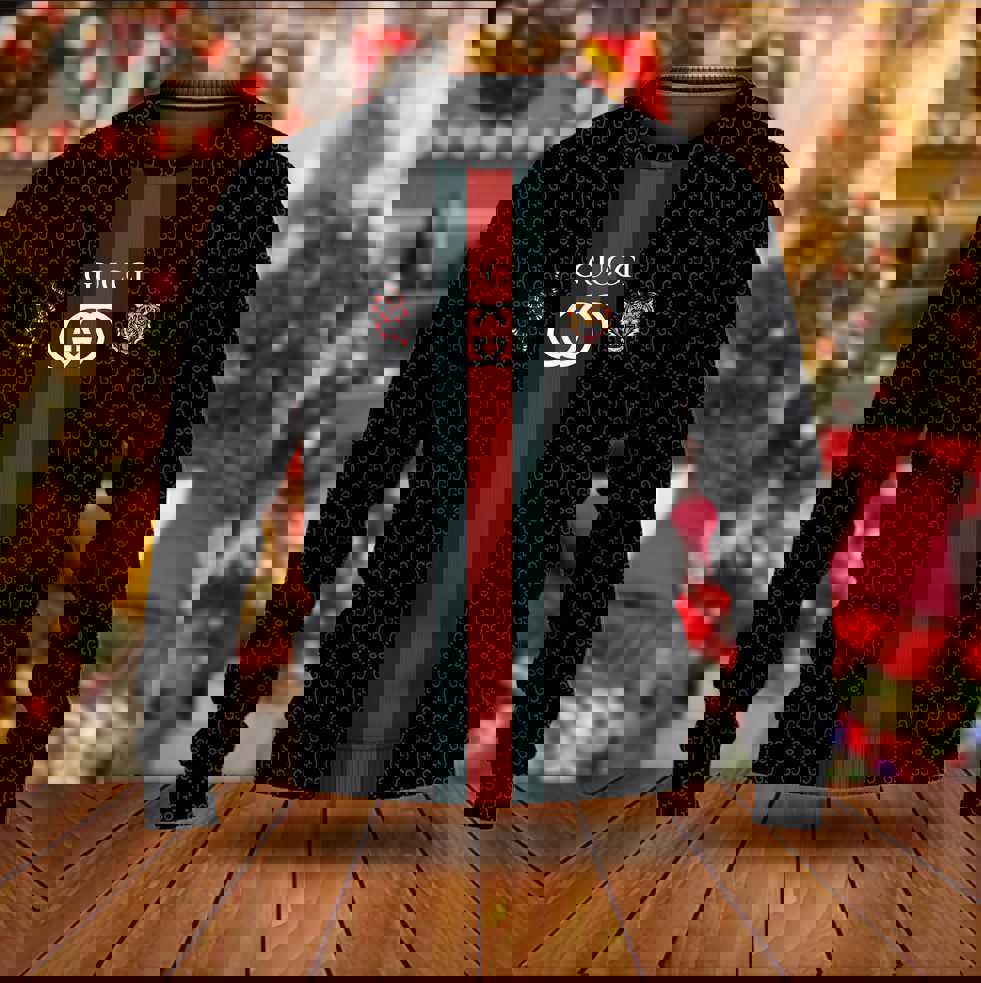 Gucci tiger & snake luxury ugly christmas sweaterhot 2025 style 907 Christmas Ugly Sweater