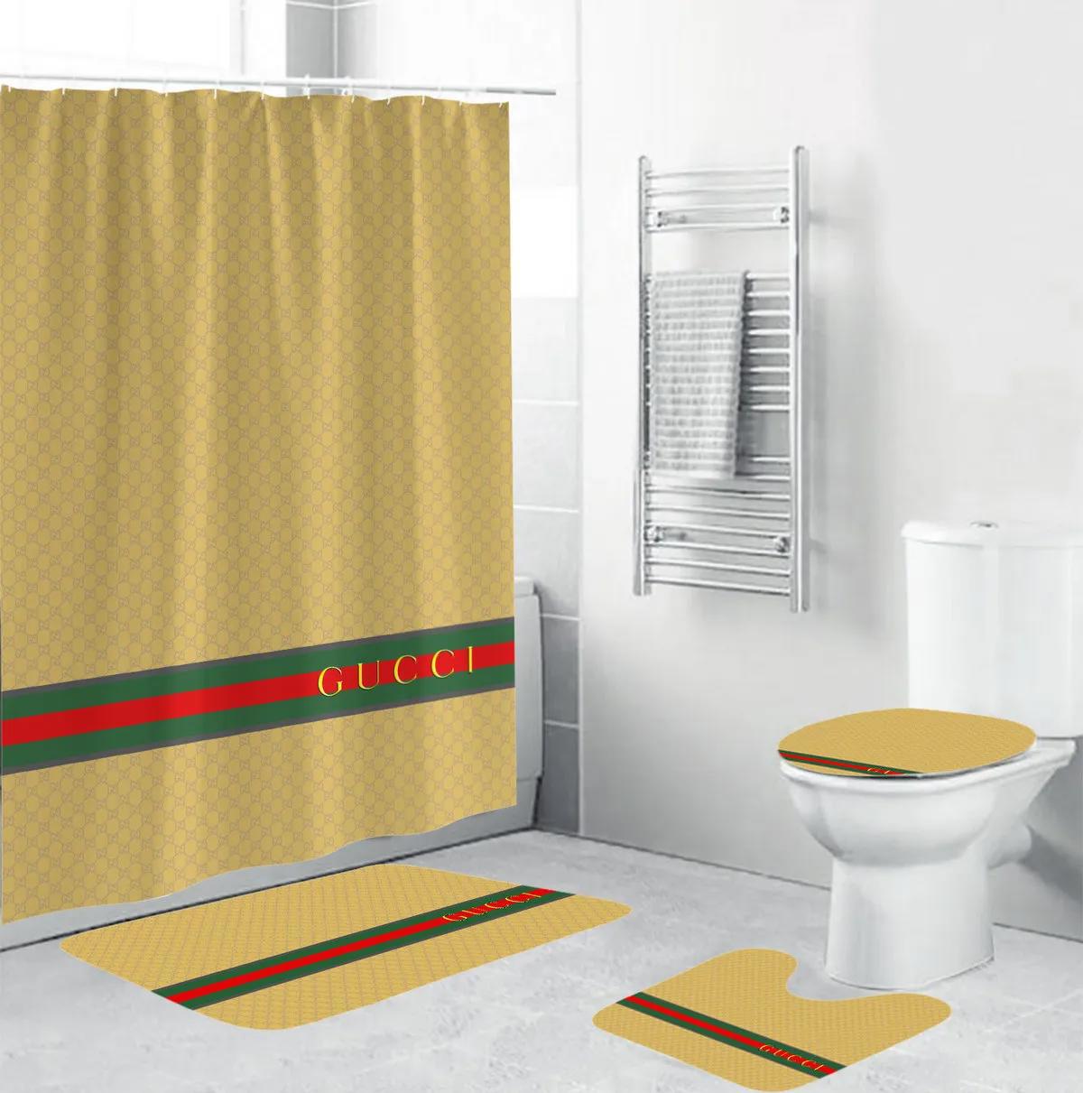 Gucci yellow bathroom set home decor luxury fashion brand hypebeast bath mat Bathroom Set
