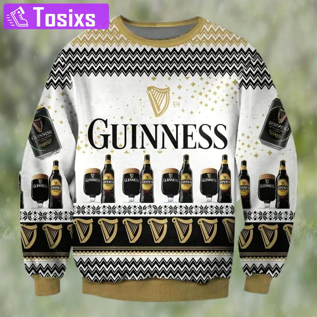 Guinness black beer ugly christmas sweater, faux wool sweater, gifts for beer lovers, international beer day, best christmas gifts for 2022 ? prinvity Christmas Ugly Sweater