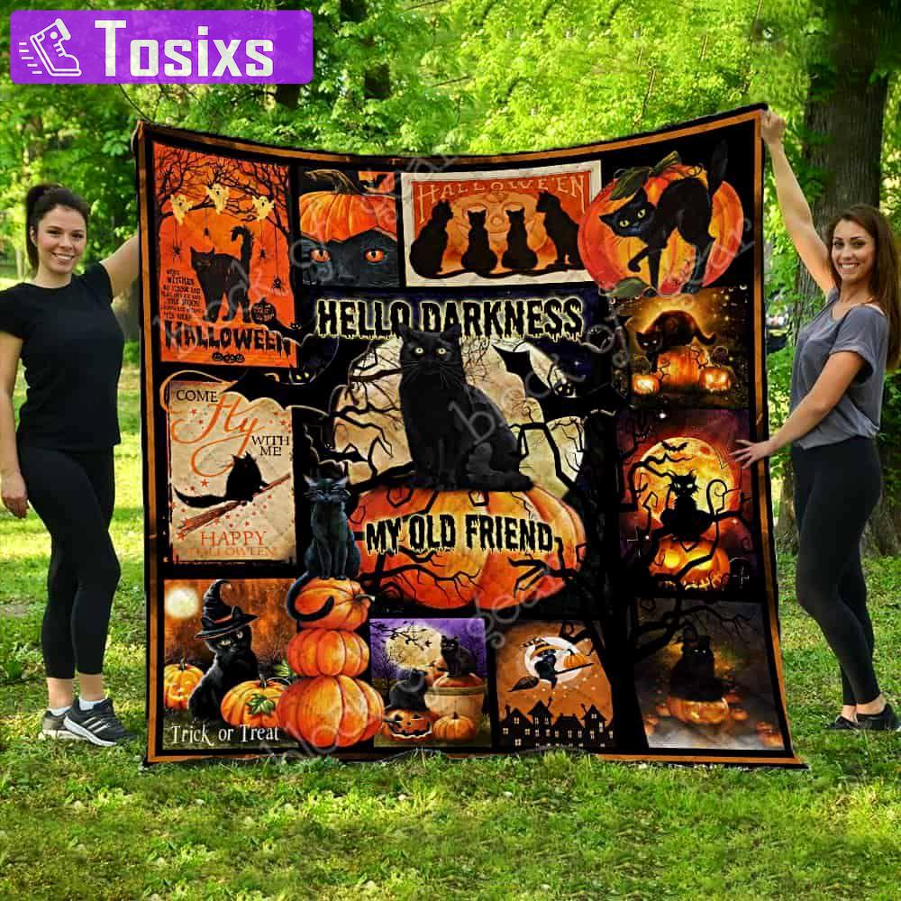 Halloween decorations black cat  halloween 3d all over printed quilt blanket Quilt Blanket