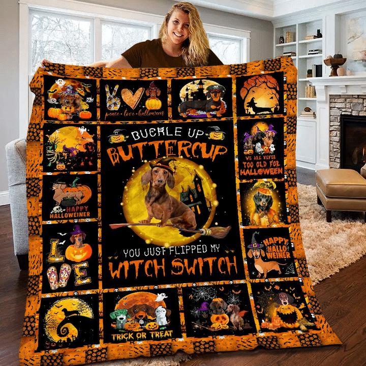 Halloween decorations dachshund halloween quilt blanket Quilt Blanket