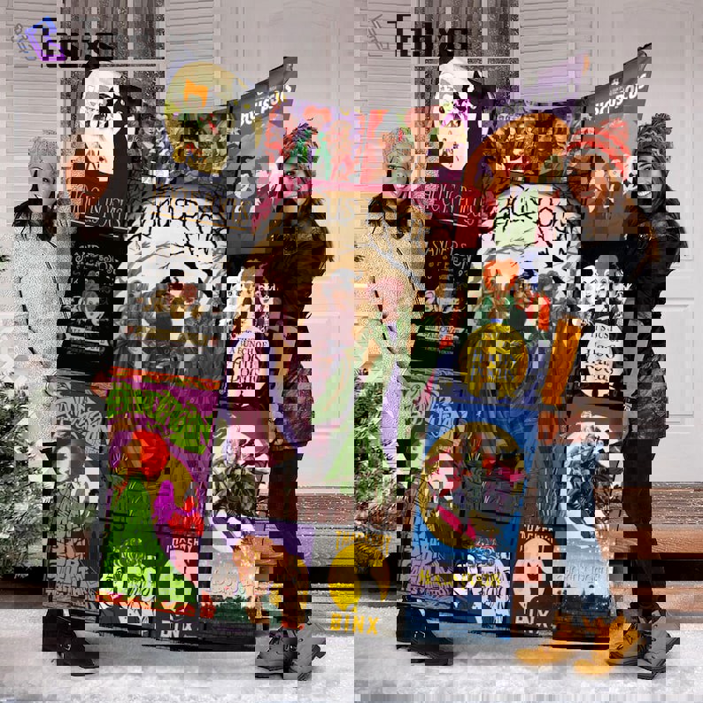 Halloween decorations halloween hocus pocus blanket, hocus pocus movie fleece mink sherpa blanket, halloween witch, sanderson sister, anniversary gifts, for her Quilt Blanket