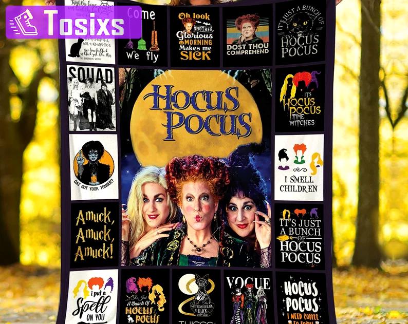 Halloween decorations hocus pocus blanket, hocus pocu fleece blanket, sanderson sisters throw blanket for couch sofa, halloween blanket, halloween gifts Quilt Blanket