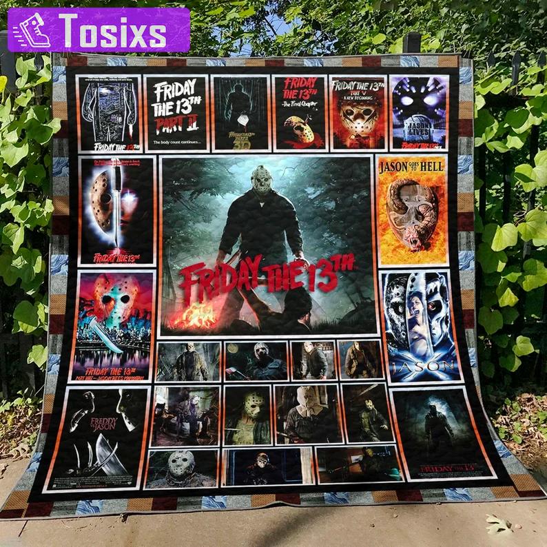 Halloween decorations jason voorhees fleece blanket, friday the 13th blanket, horror movie blanket, horror characters blanket, halloween gifts Quilt Blanket