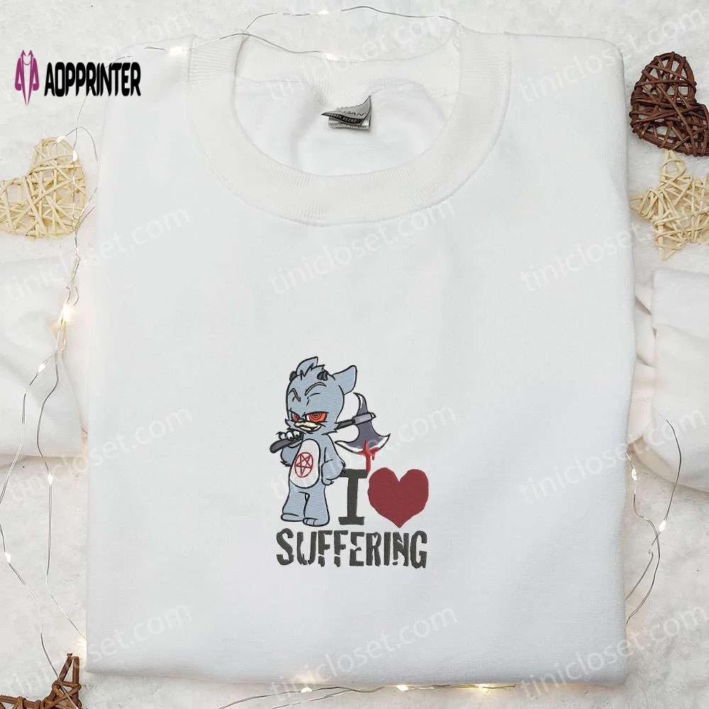 Halloween evil teddy bear embroidered shirt: cool gift for halloween lovers Embroidered Shirt