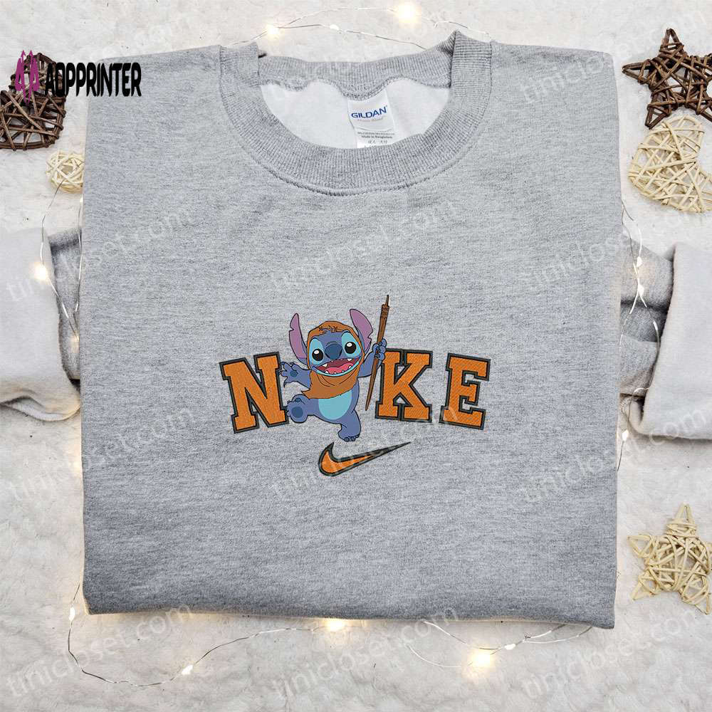 Halloween stitch x nike embroidered sweatshirt & disney characters shirt: best halloween gift ideas Embroidered Shirt