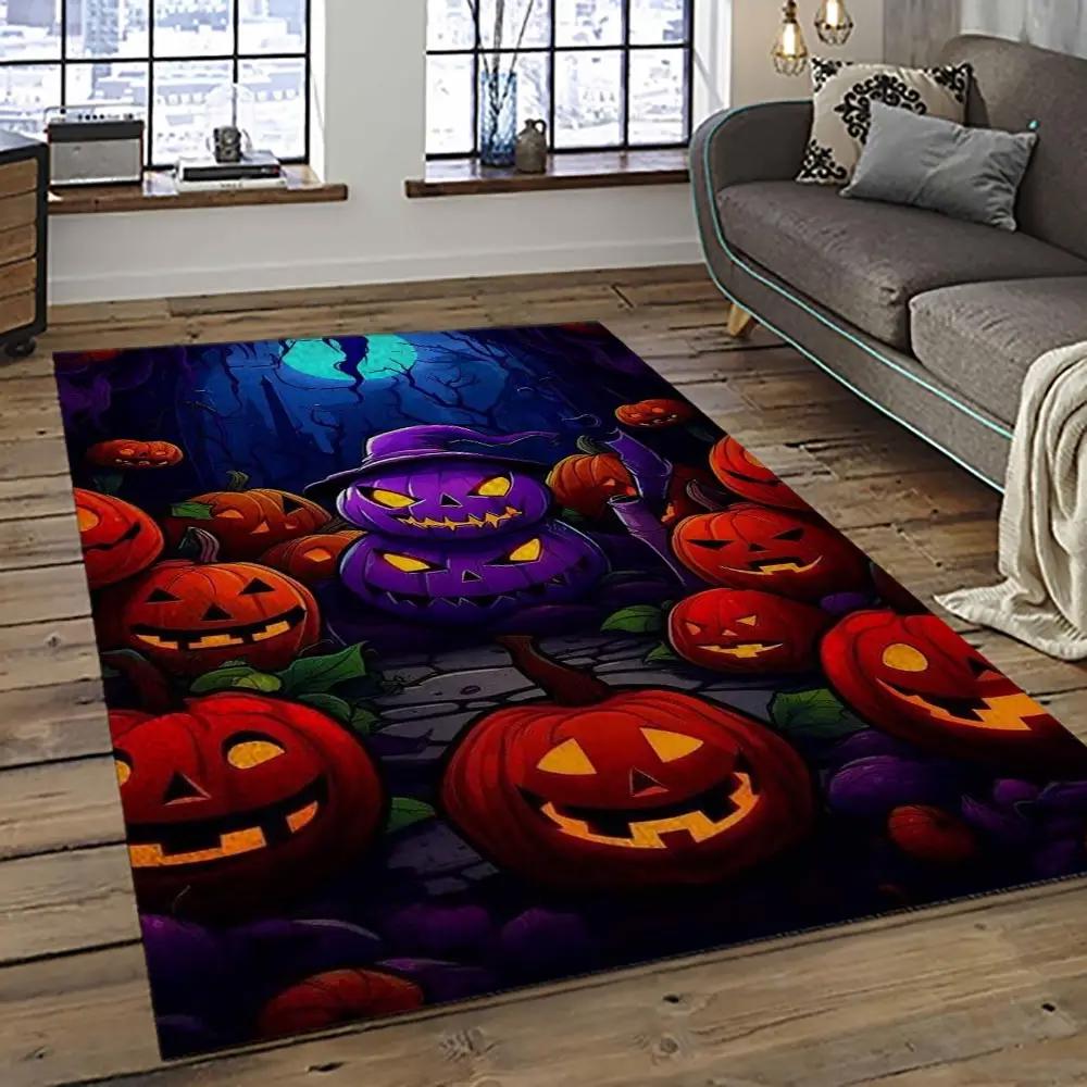 Halloween style pumpkin autumn retangle carpet area rug home decor halloween gift hal43 Rectangle Rug