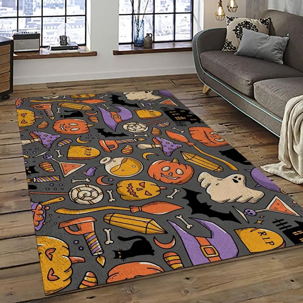 Halloween style pumpkin autumn retangle carpet area rug home decor halloween gift hal61 Rectangle Rug