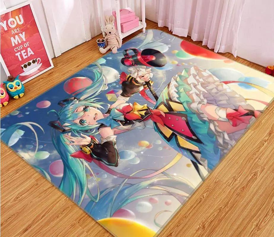 Hatsune miku anime 58 area rug living room and bed room rug rug regtangle carpet floor decor home decor Rectangle Rug