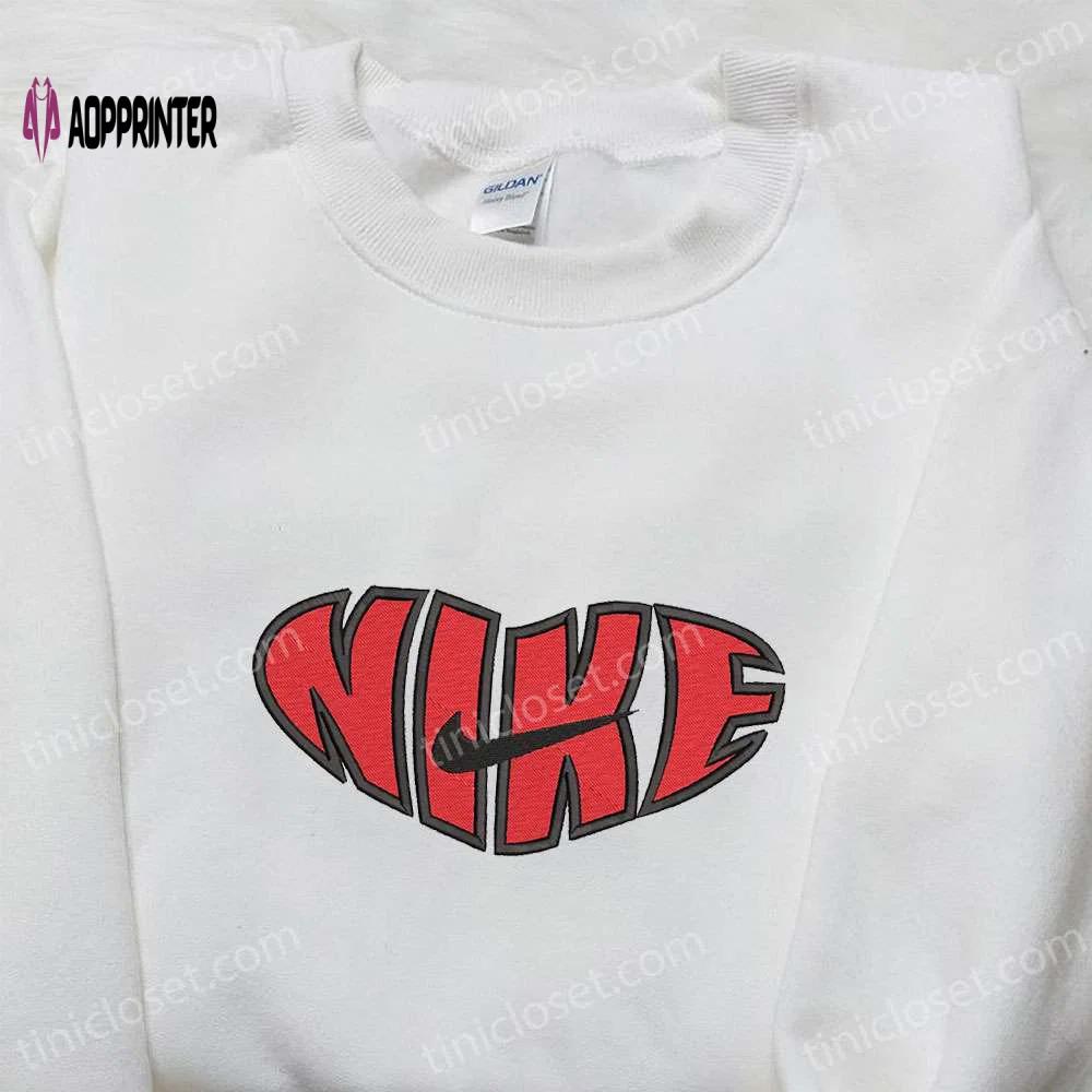 Heart x nike swoosh embroidered sweatshirt – best valentine s day gift Embroidered Shirt