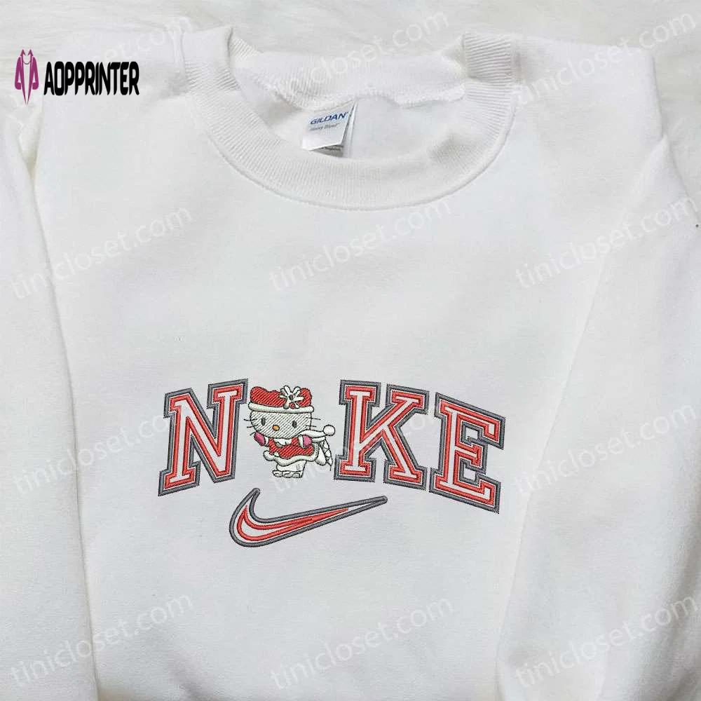Hello kitty xmas x nike cartoon embroidered sweatshirt & shirt: stylish & trendy nike inspired designs Embroidered Shirt