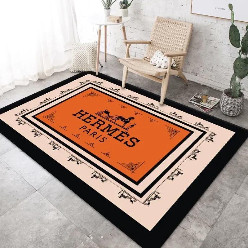 Hermes limited logo type 1102. Upgrade Your Living Room with Luxury Home Decor: Area Carpets, Floor Decor, Door Mats, and Hot Gift Items with style a High-End Fashion Brand Rectangle Rug