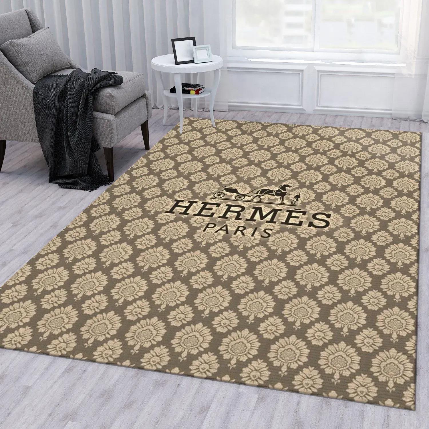 Hermes limited logo type 1109. Upgrade Your Living Room with Luxury Home Decor: Area Carpets, Floor Decor, Door Mats, and Hot Gift Items with style a High-End Fashion Brand Rectangle Rug
