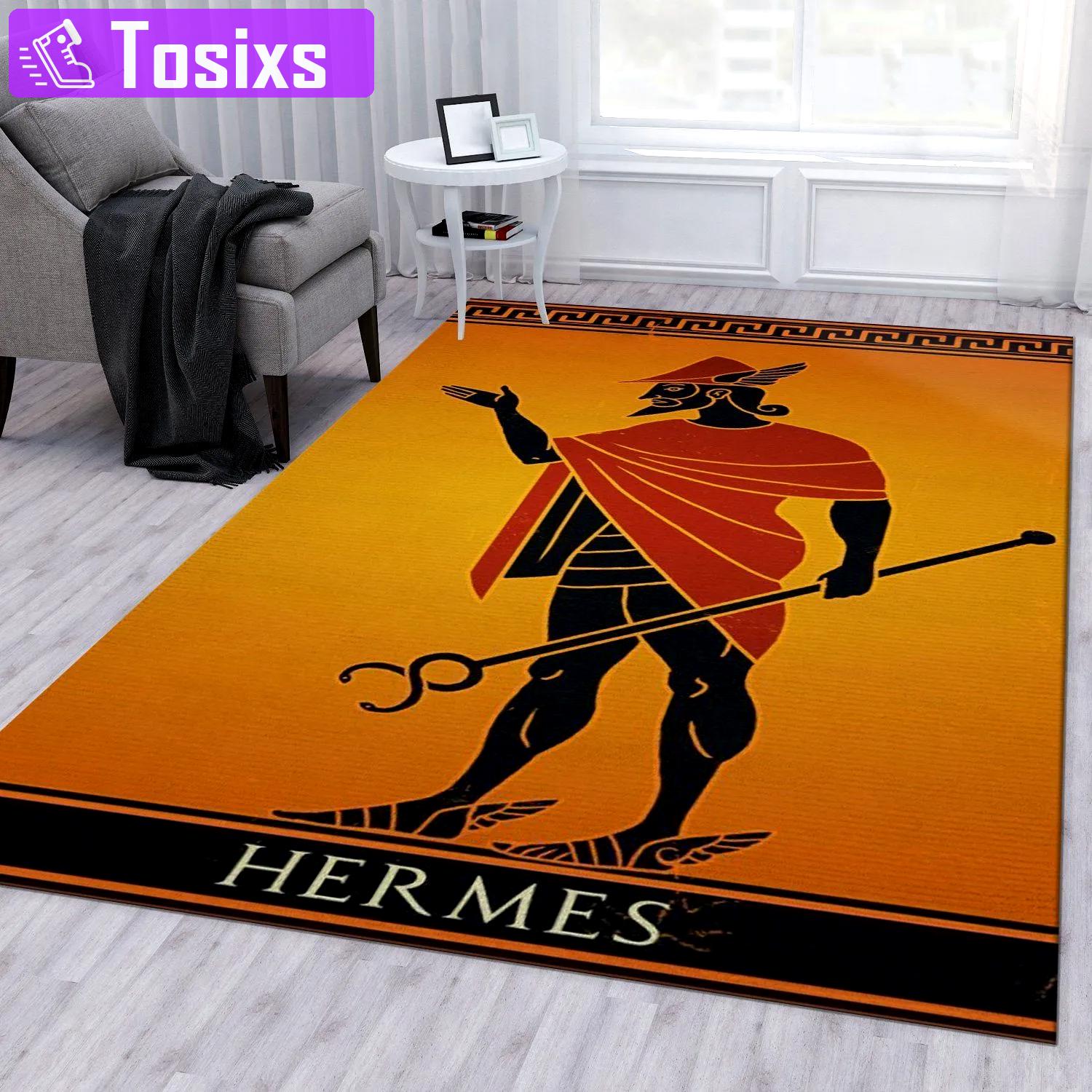 Hermes logo type 171. Upgrade Your Living Room with Luxury Home Decor: Area Carpets, Floor Decor, Door Mats, and Hot Gift Items with style a High-End Fashion Brand Rectangle Rug