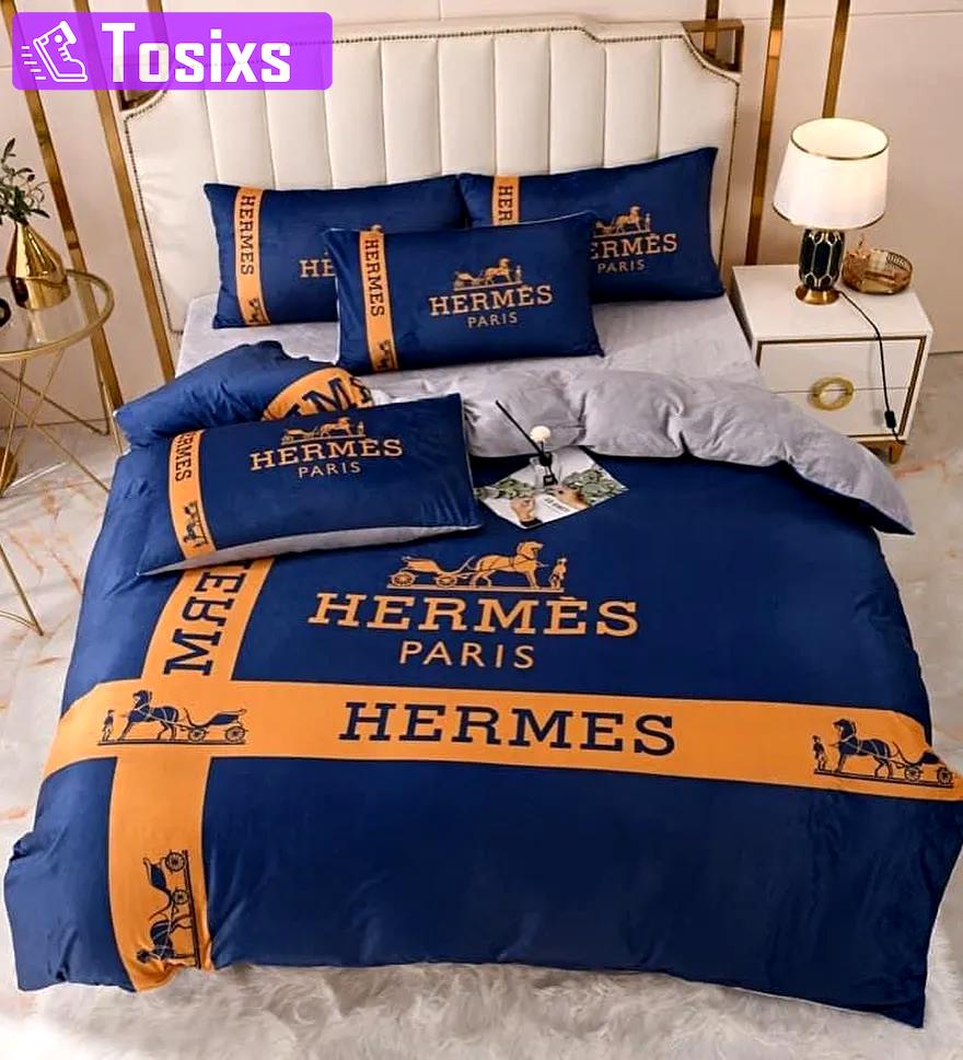 Hermes paris luxury brand high-end bedding sets, bedroom decor , thanksgiving decorations for home best luxury bed sets gift thankgivings and christmas Bedding Sets