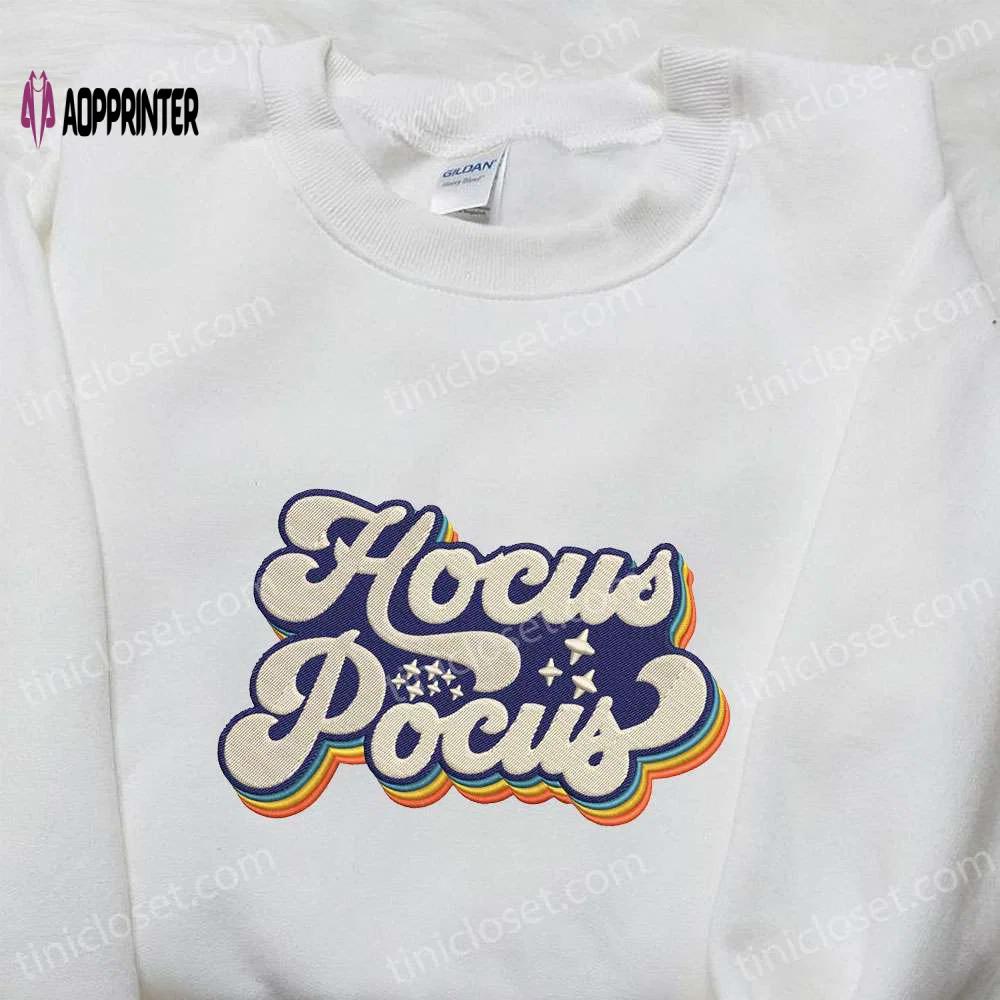 Hocus pocus retro vintage embroidered shirt – best halloween gift for family Embroidered Shirt