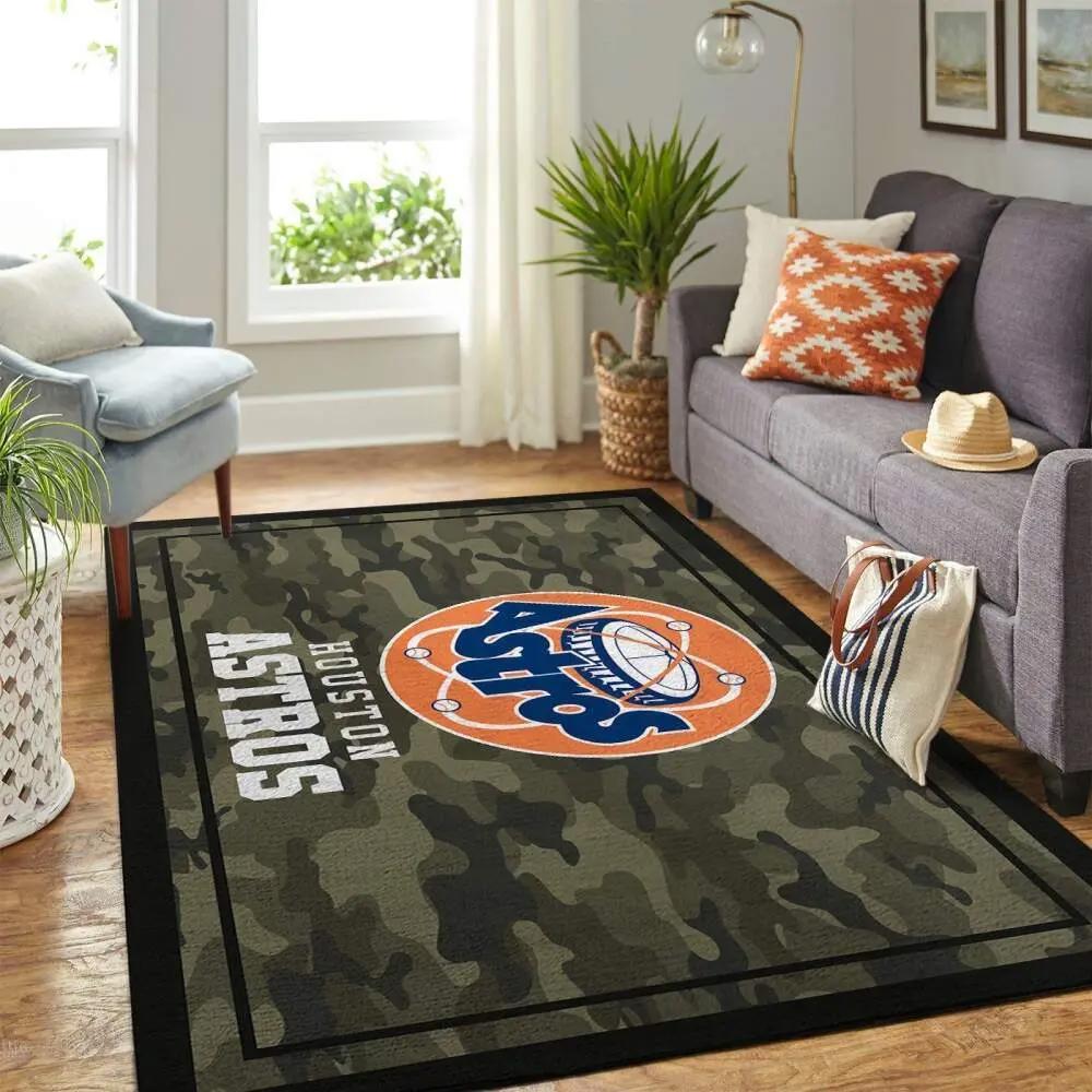 Houston astros camo area rug mlb baseball team logo living room rugs 3 Rectangle Rug