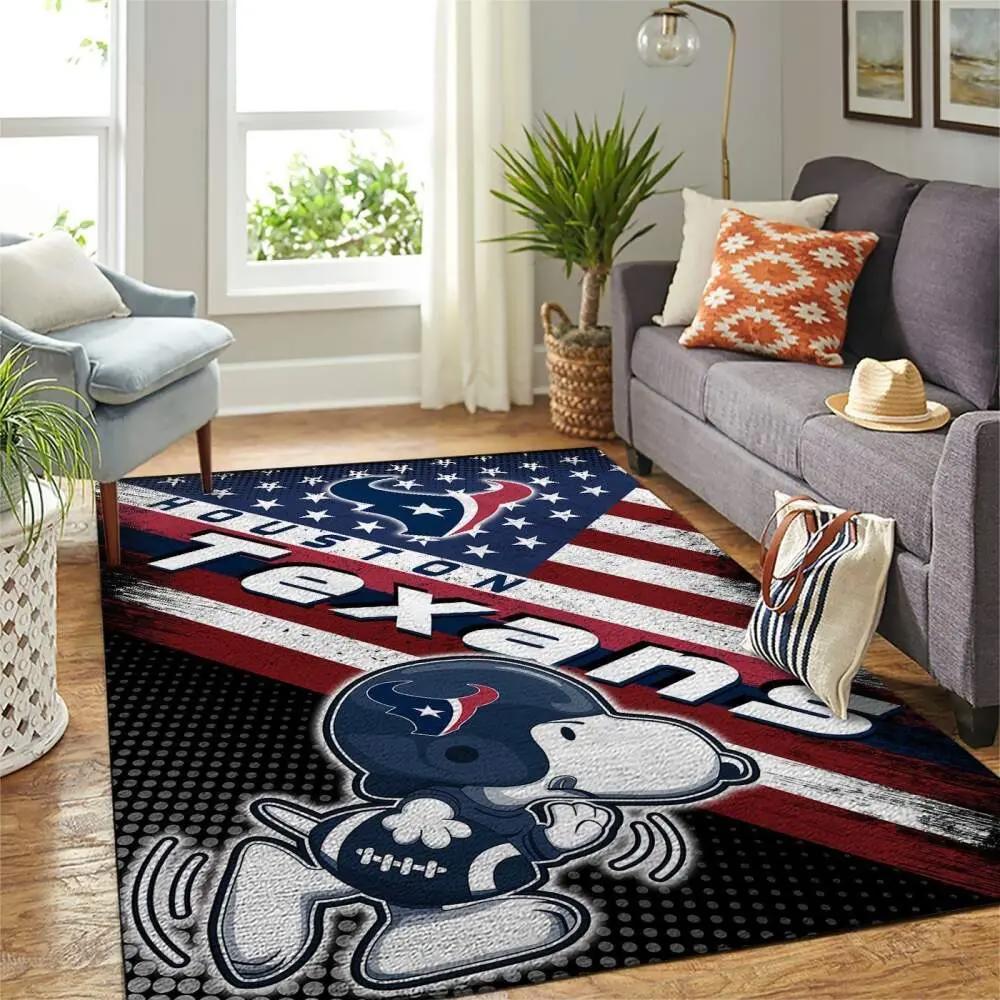Houston texans nfl american flag snoopy living room rug regtangle carpet Rectangle Rug