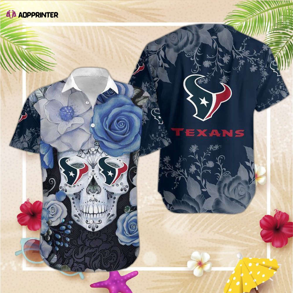 Houston texans skull nfl gift for fan hawaiian   short sleevele Hawaii Shirt