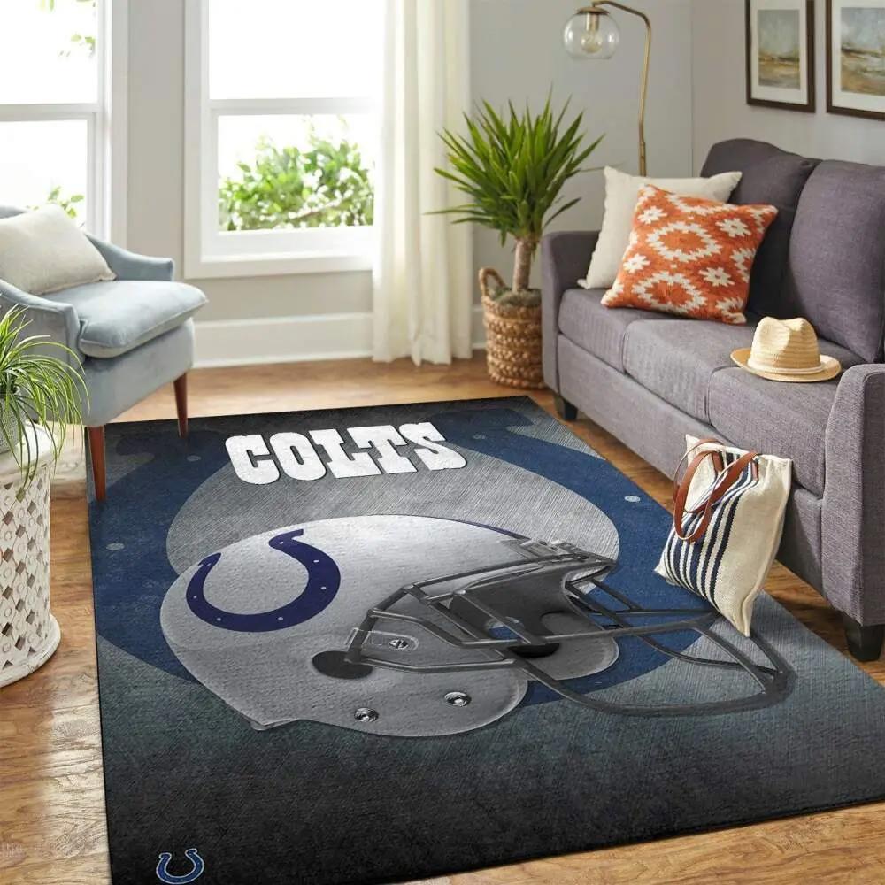 Indianapolis colts nfl team helmet living room sports rug regtangle carpet Rectangle Rug
