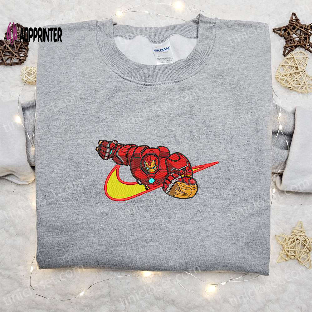 Iron man x nike swoosh movie embroidered sweatshirt – marvel universe & nike inspired shirt Embroidered Shirt