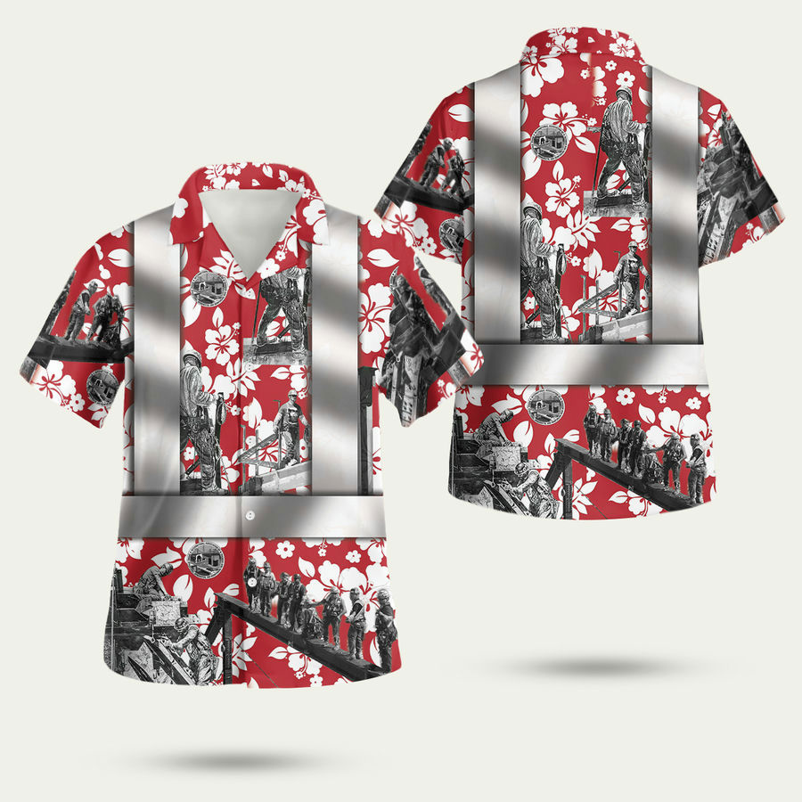 Ironworker safety printed mens hawaiian shirt Hawaii Shirt Shorts & Flip Flops