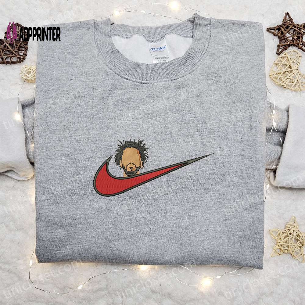 J cole x nike swoosh embroidered shirt – celebrity & nike inspired design Embroidered Shirt