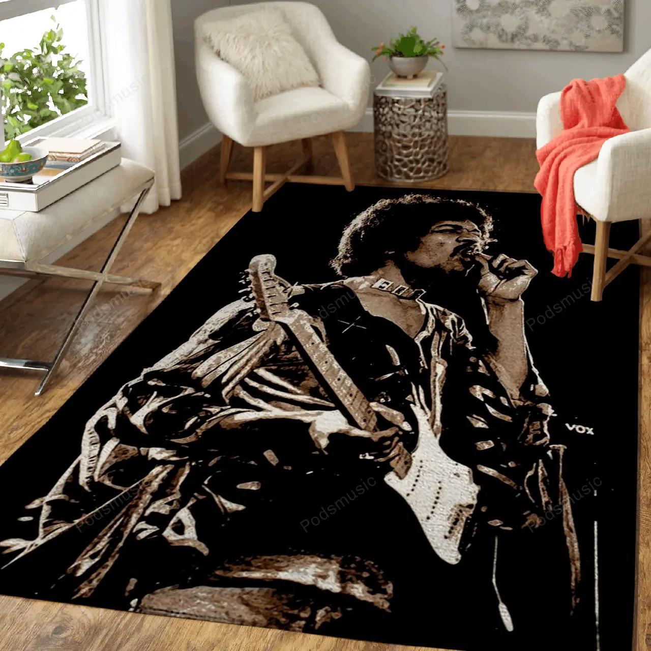 Jimi hendrix show stylw music legend art for fans area rug living room carpet rug regtangle carpet floor decor home decor Rectangle Rug