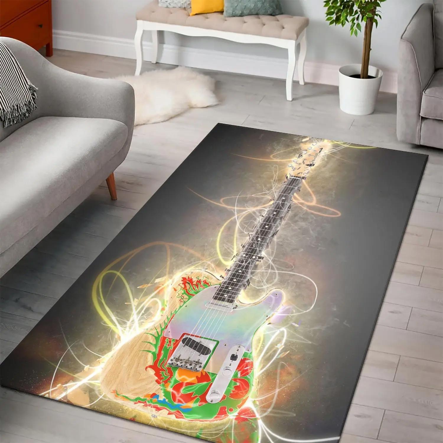 Jimmy page guitar instrument area rug living room rug home decor bedroom home decor Rectangle Rug