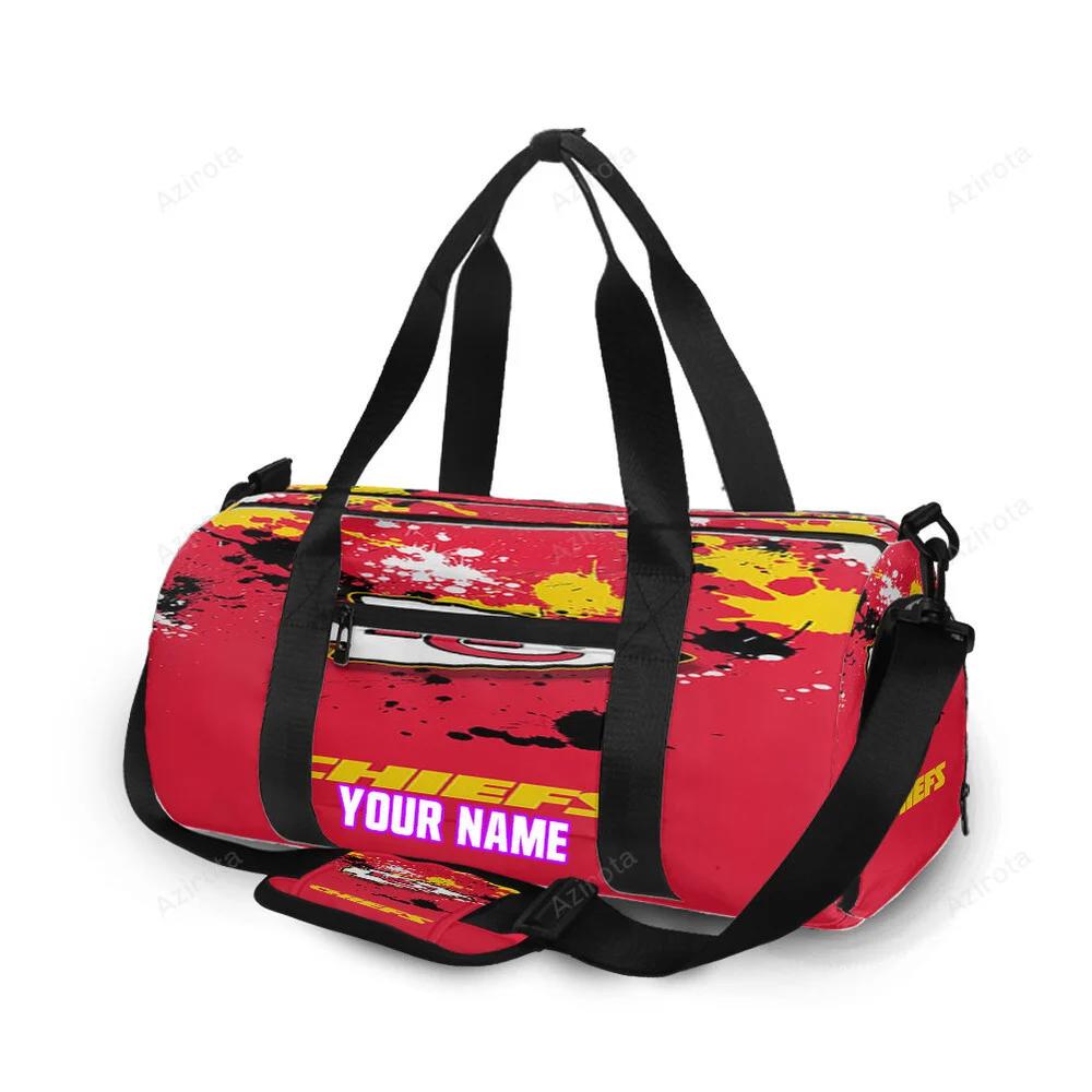 Kansas city chiefs emblem brush personalized name travel bag gym bag 1865 Travel Bag