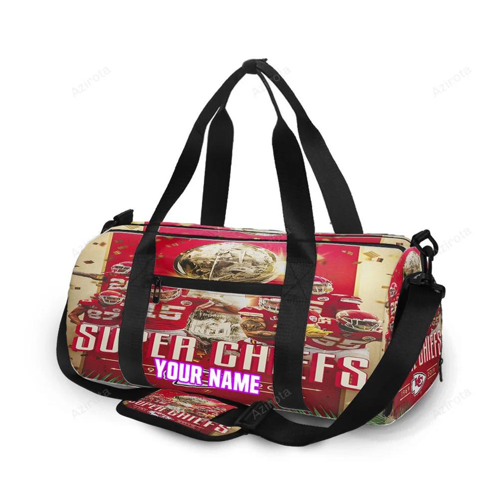 Kansas city chiefs team v6 personalized name travel bag gym bag 588 Travel Bag