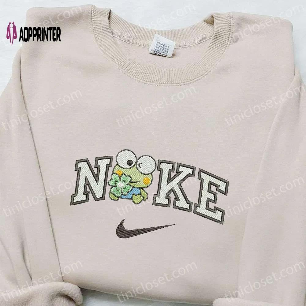 Keroppi flower x nike embroidered sweatshirt: cartoon & nike inspired shirt Embroidered Shirt