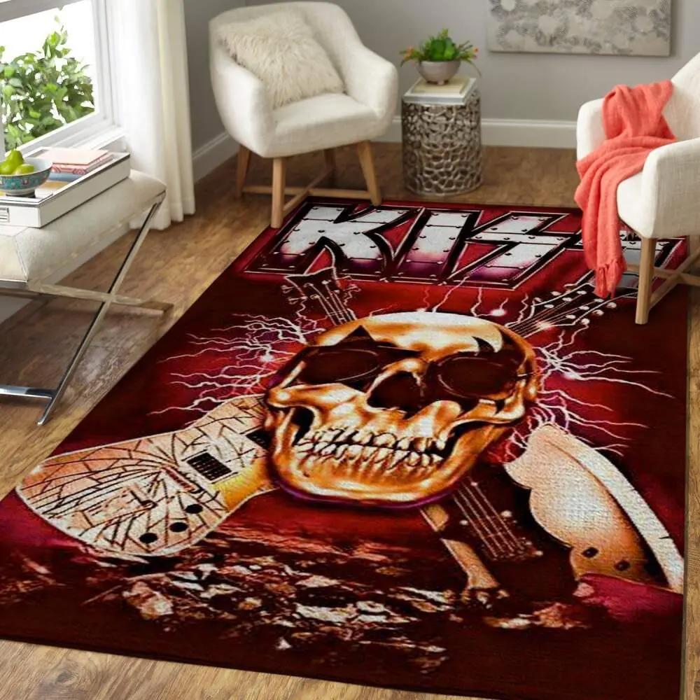 Kiss rock band area rug music rug regtangle carpet floor decor home decor v11334 Rectangle Rug
