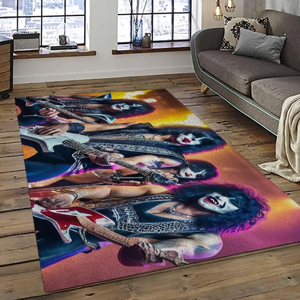 Kiss rock band music retangle carpet area rug home decor best gift for fan and friends as66 Rectangle Rug