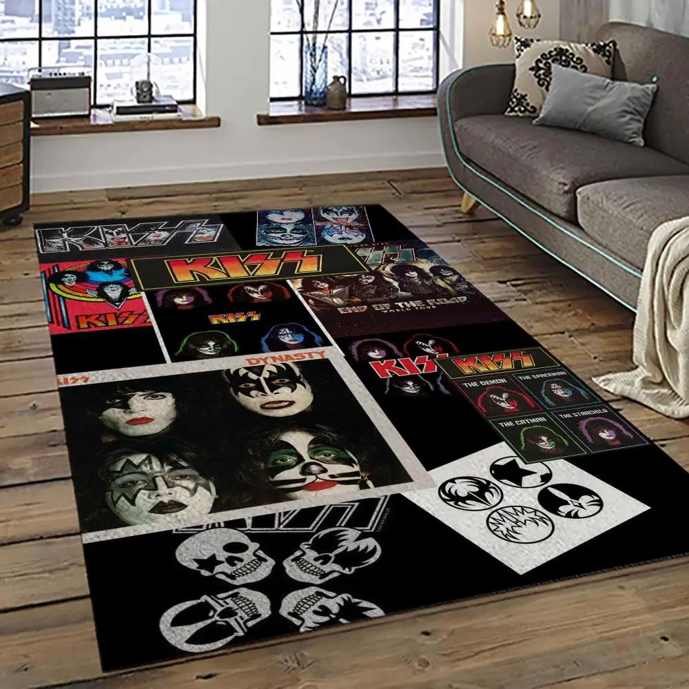Kiss rock band music retangle carpet area rug home decor best gift for fan and friends as68 Rectangle Rug