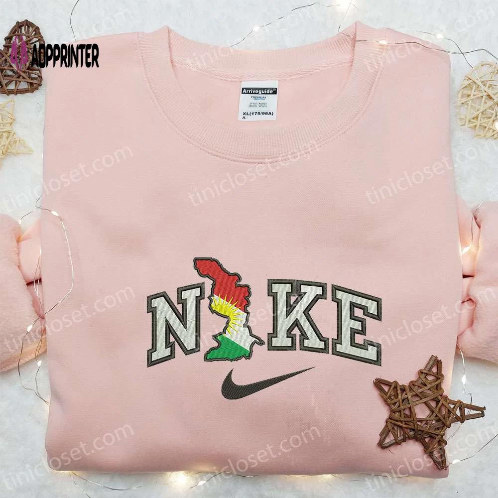 Kurdistan x nike embroidered hoodie & shirt: perfect family gift nike inspired designs Embroidered Shirt