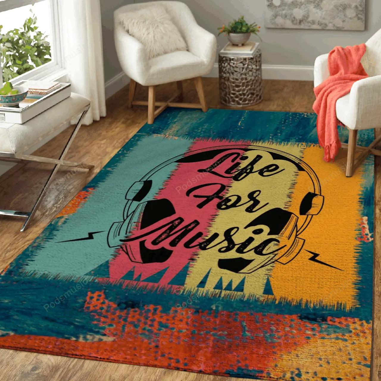 Life for music vinatge music art for fans area rug living room carpet rug regtangle carpet floor decor home decor Rectangle Rug